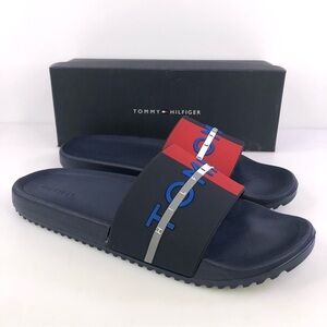 Tommy Hilfiger Men's Rafael Color Block Pool Slides in Gray-Size 13M